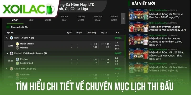 Tìm hiểu chi tiết lịch thi đấu