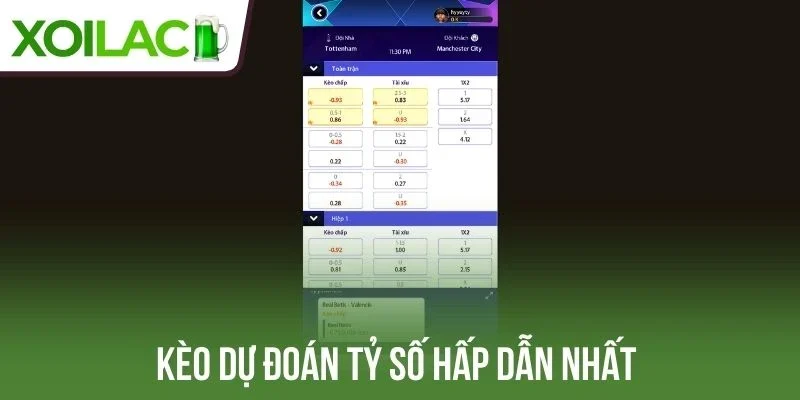 Kèo dự đoán tỷ số hấp dẫn nhất