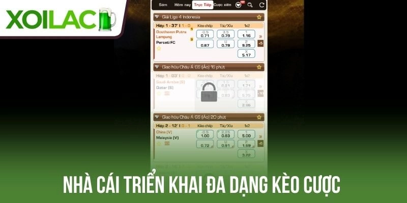 Nhà cái triển khai đa dạng kèo cược 