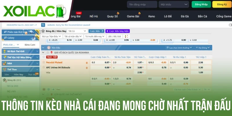 Thông tin kèo nhà cái đang mong chờ nhất trận đấu